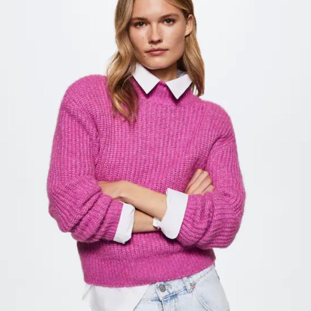 MNG High Collar Ribbed Knit Sweater Orange Color L NWT‎ and in packaging